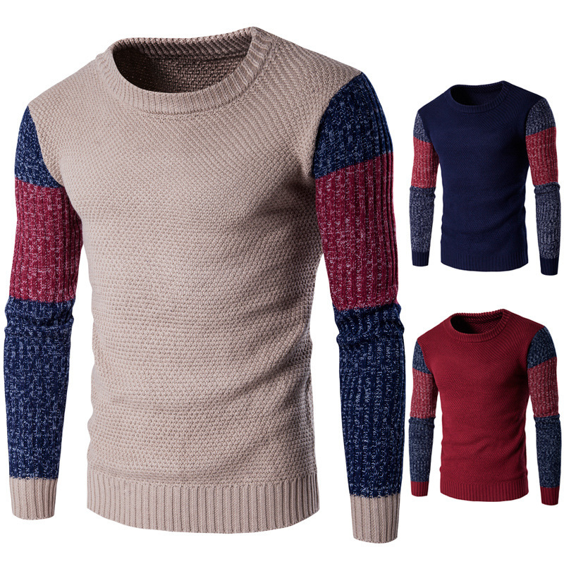 European And American Men's Sweater Fashionable Color Matching For Warmth